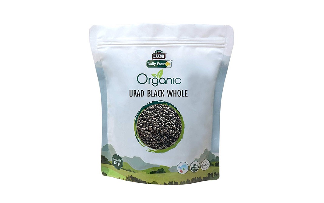 Laxmi Daily Feast Organic Urad Black Whole    Pack  500 grams